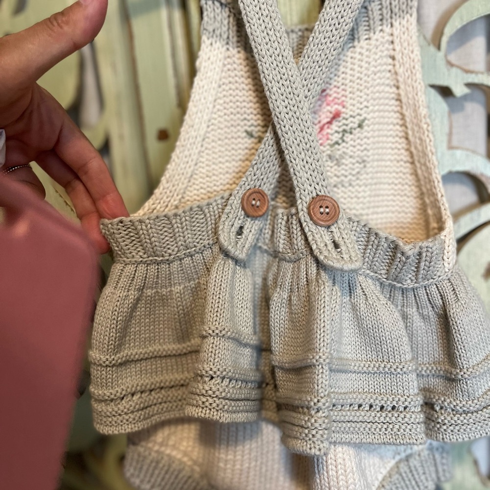 Wild Wawa Romper GrayishBlue and Cream Knit - Picture 2 of 7